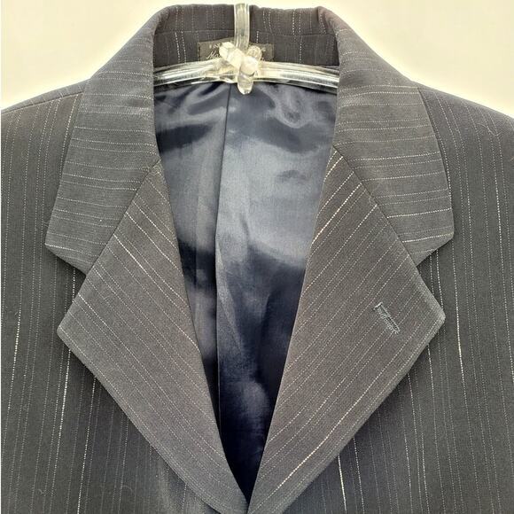 Vicci Uomo Italian Black Stripe 5 Button Single Breasted Blazer Suit Jacket - Picture 6 of 15